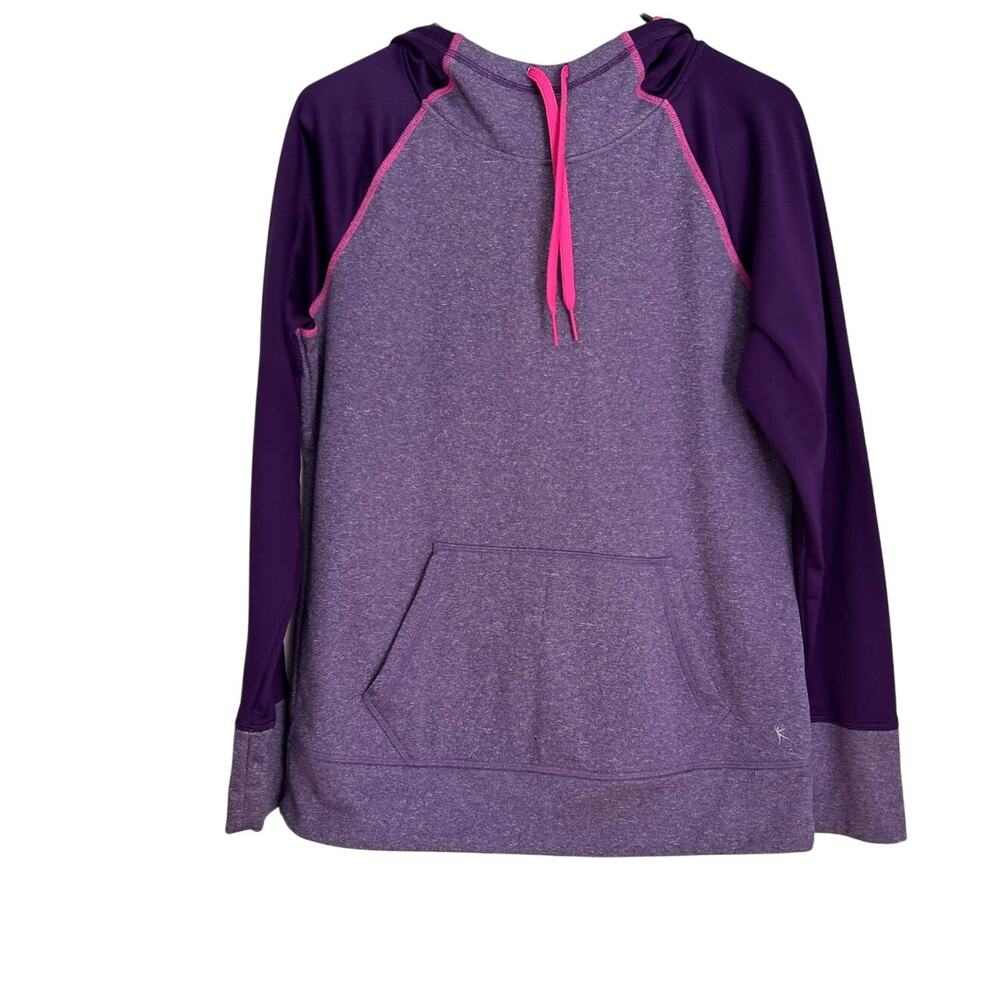 Danskin Now Women's Two-Tone Activewear Pullover Hoodie Reglan Kangaroo Pocket M